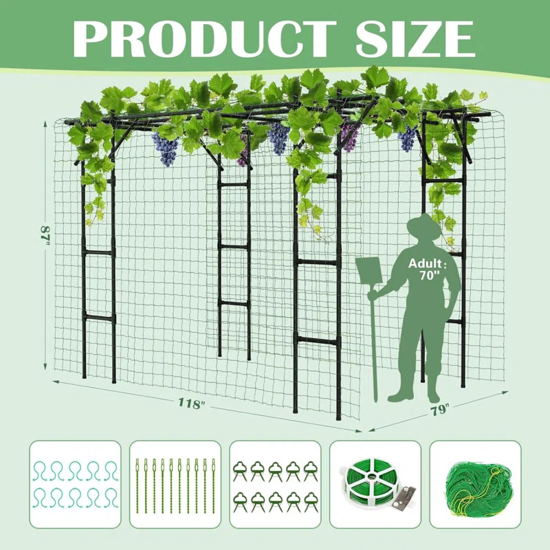 ShangQuan WuLiu Tall Garden Arch Trellis For Climbing Plants, Large Grape Vine Support Arch Arbor Trellis