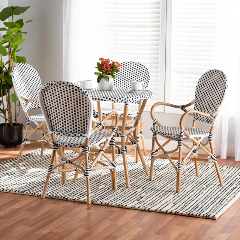Wholesale Interiors 4 Person Plastic and Rattan Dining Set