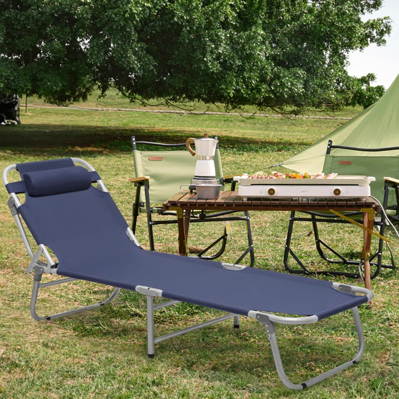 Folding Travel Cot Portable Camping Bed with Pillow & Carry Bag for Beach Indoor & Outdoor Travel
