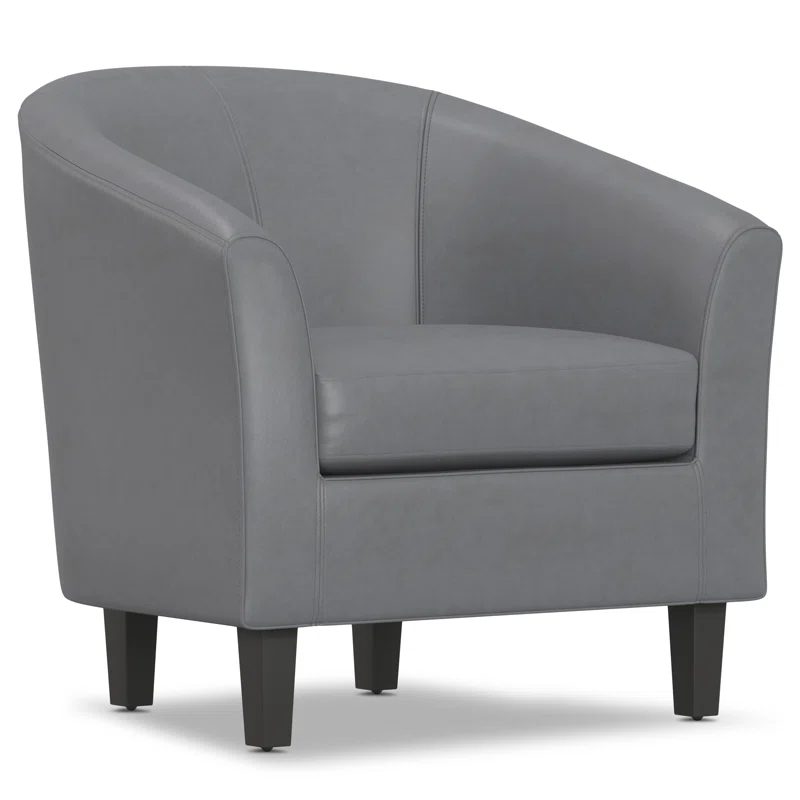 Simpli Home Austin 30"W Upholstered Vegan Faux Leather Contemporary Tub Accent Chair with High Arms and Deep Seat