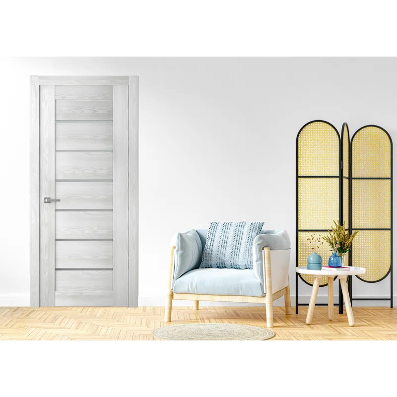 Belldinni Avon 07-02 Paneled Manufactured Wood and Frosted Glass Interior Door Slab