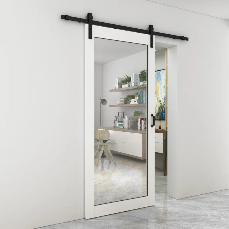 Calhome Sliding Mirror Barn Door with Hardware Kit and Door Handle