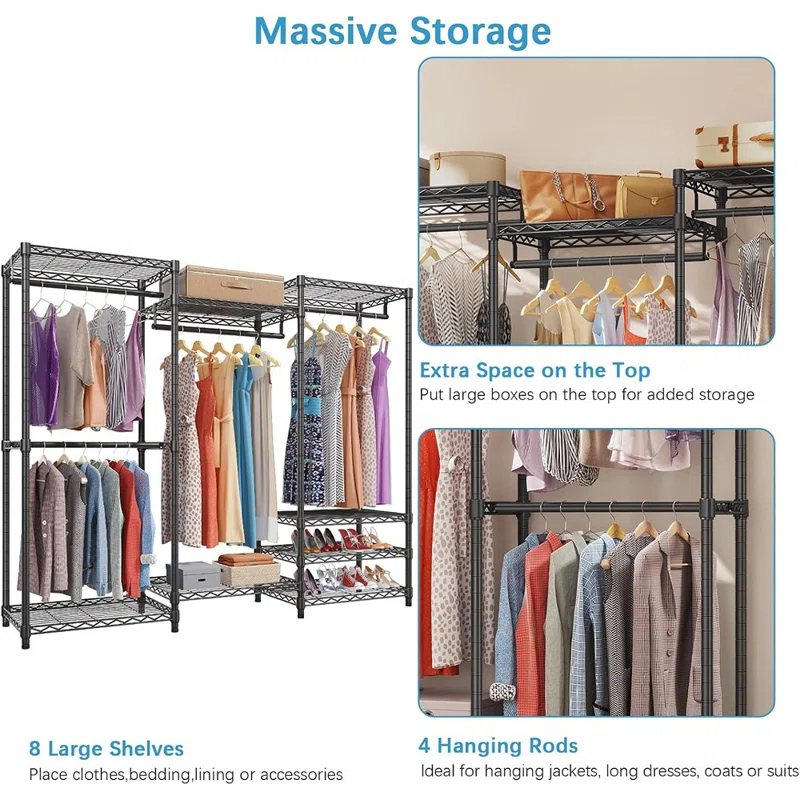MAXAYA Portable Closet Wardrobe Heavy Duty Clothes Rack, Frees... | Wayfair