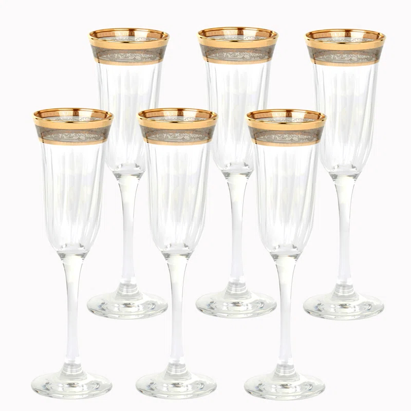 Lorren Home Trends Melania 9oz. Flute Set (Set of 6)