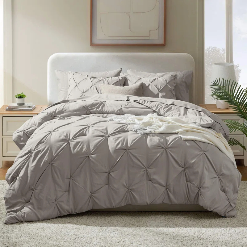 Nestl Bed-in-A-Bag Pleated Comforter Set with Bed Sheets