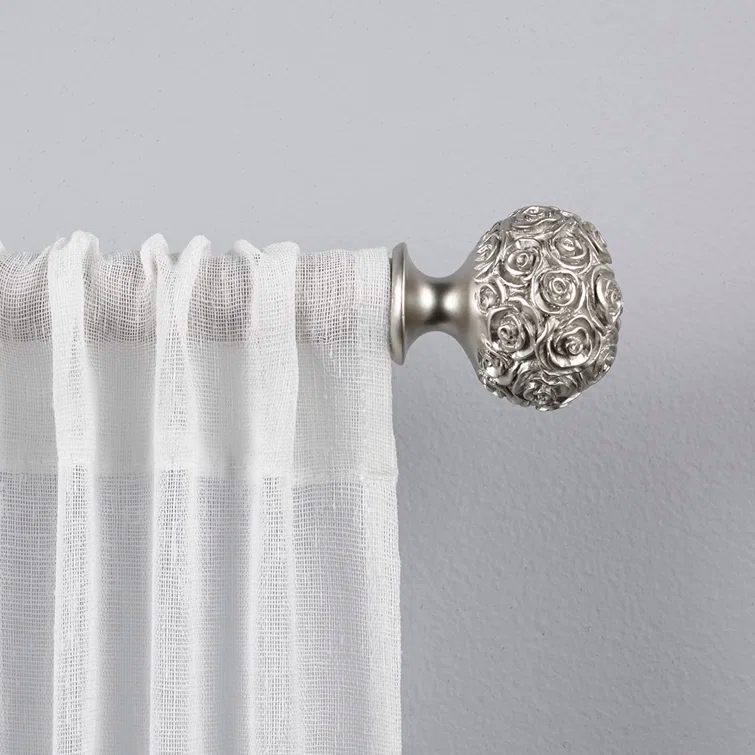 Rosdorf Park Etheredge Exclusive Home Peony 1" Curtain Rod and Coordinating Finial Set, Adjustable