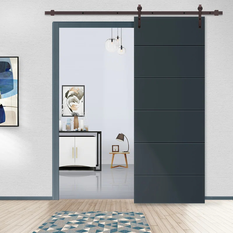 Calhome Paneled Manufactured Wood Painted Barn Door