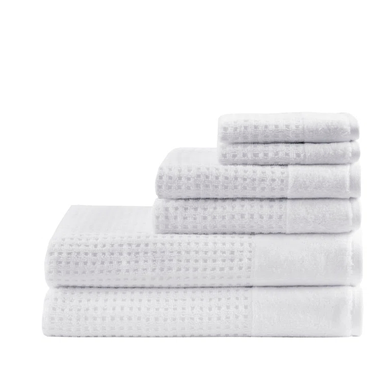 Madison Park Spa Waffle Cotton Jacquard Antimicrobial Bath Towel 6 Piece Set
