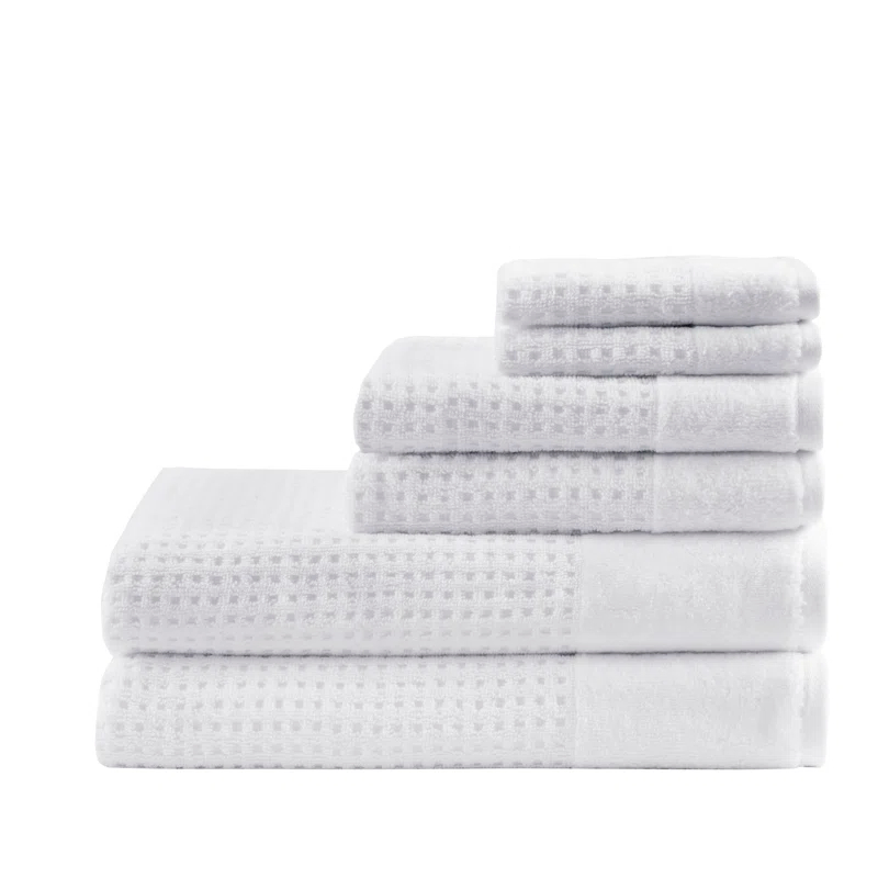 Madison Park Spa Waffle Cotton Jacquard Antimicrobial Bath Towel 6 Piece Set