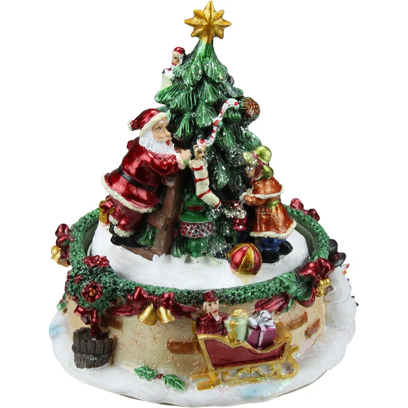 Northlight Seasonal 5.5" Musical Santa Claus and Christmas Tree Winter Scene Rotating Tabletop Decoration
