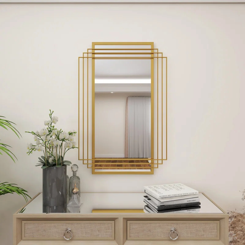 CosmoLiving by Cosmopolitan CosmoLiving by Cosmopolitan Gold Metal Geometric Wall Mirror