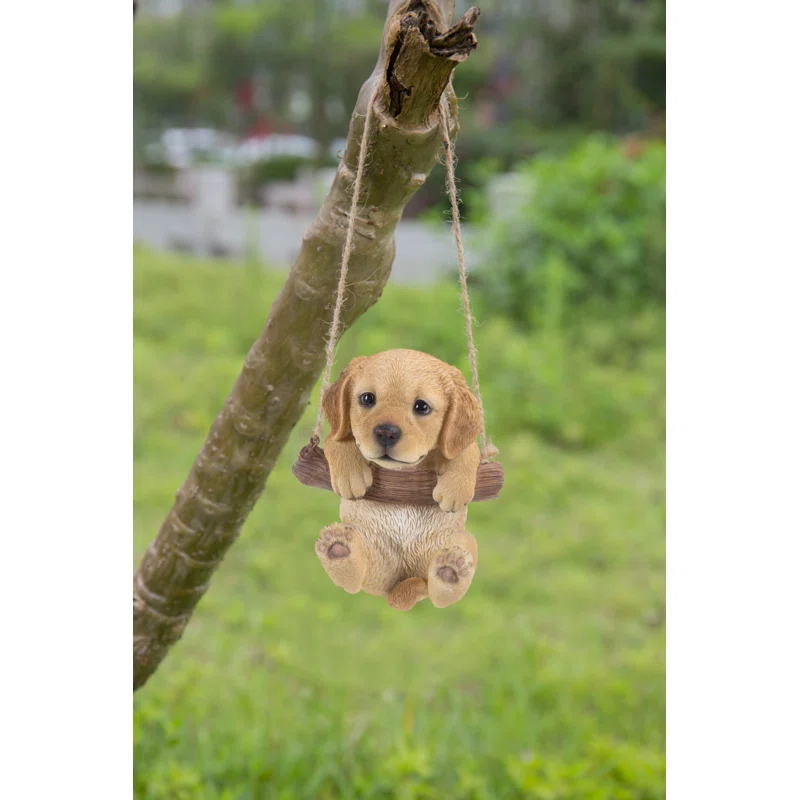 Hi-Line Gift Ltd. Hanging Golden Retriever Puppy Statue