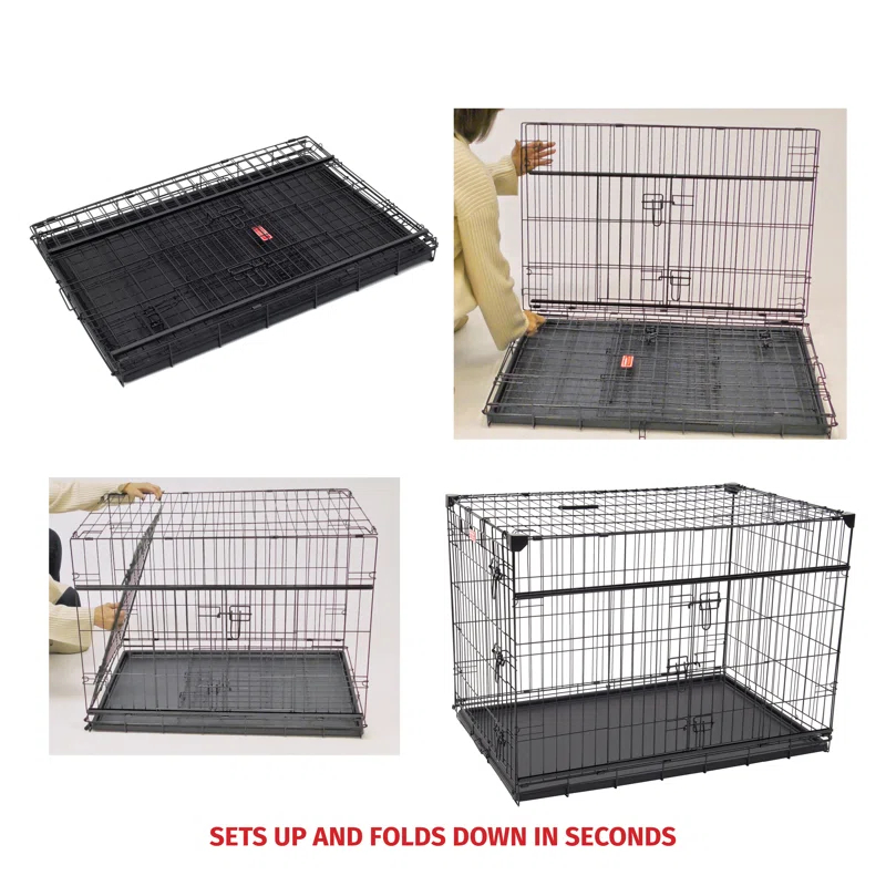 Lucky Dog Sliding Door Crates Pet Crate with Sliding Double Door
