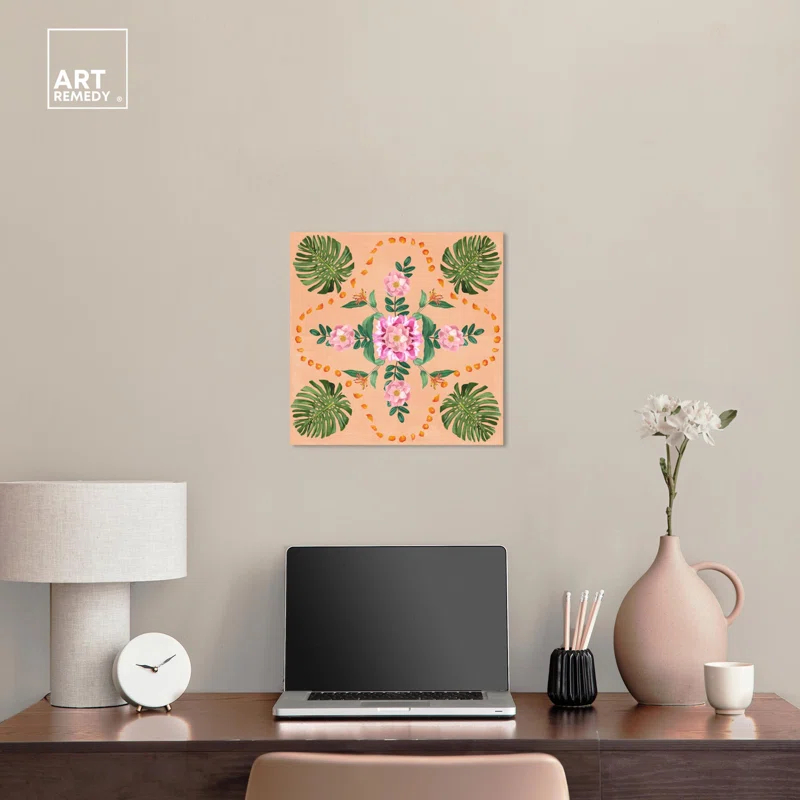 Art Remedy Floral Reef Pink Canvas Boho Maximalist Wall Art by Art Remedy