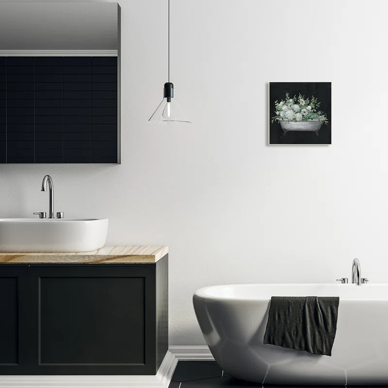 Stupell Industries " Vintage Clawed Bathtub Botanical White Flower Bouquet " by Nan