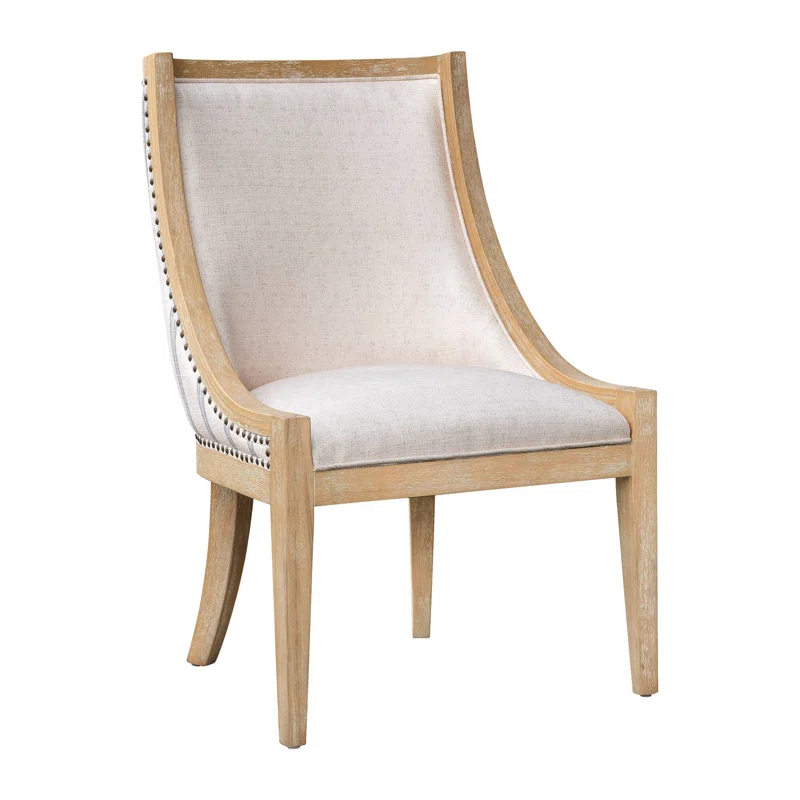 Martha Stewart Martha Stewart Elmcrest Wood Upholstered  Dining Chair with Nailhead Trim