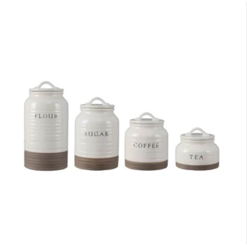 Love Happy Creations LLC Ceramic / Porcelain Canister - Set of 4 (Set of 4)