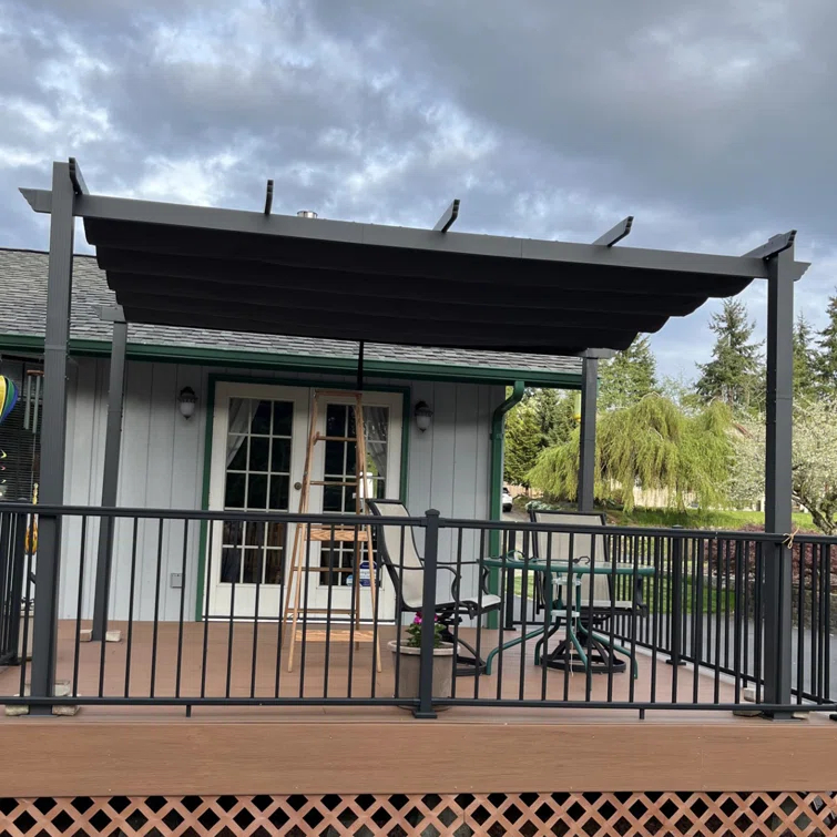 Purple Leaf 13 Ft. W X 9.5 Ft. D Aluminum Pergola with Canopy