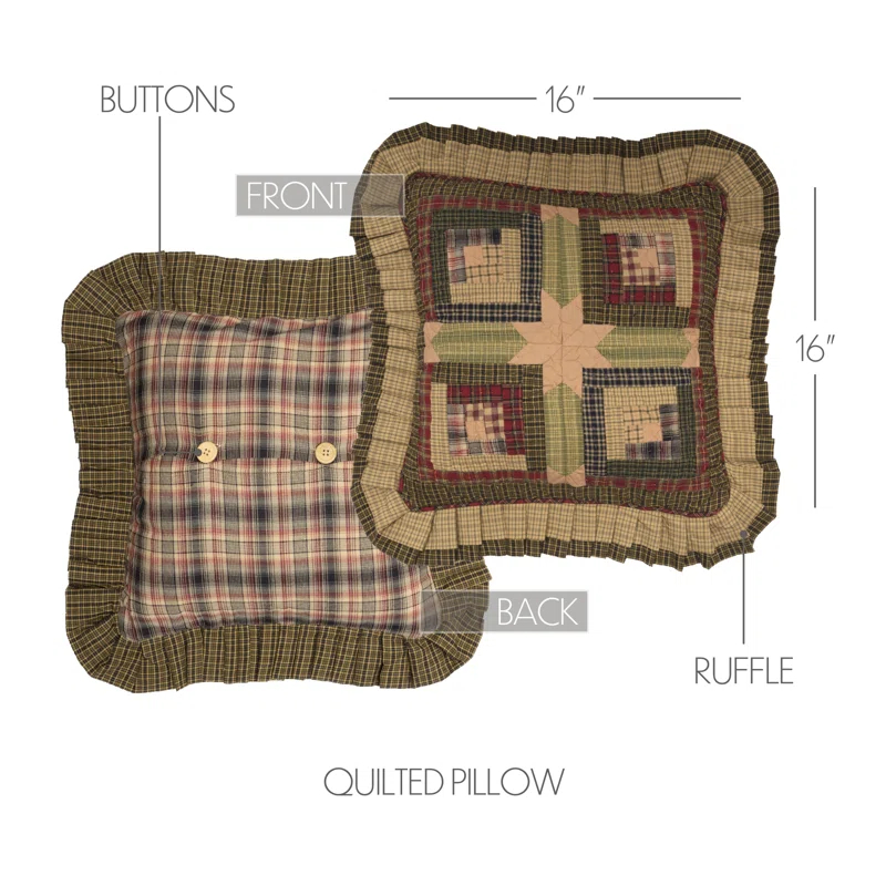 VHC Brands Tea Cabin Patchwork Cotton Reversible Throw Pillow