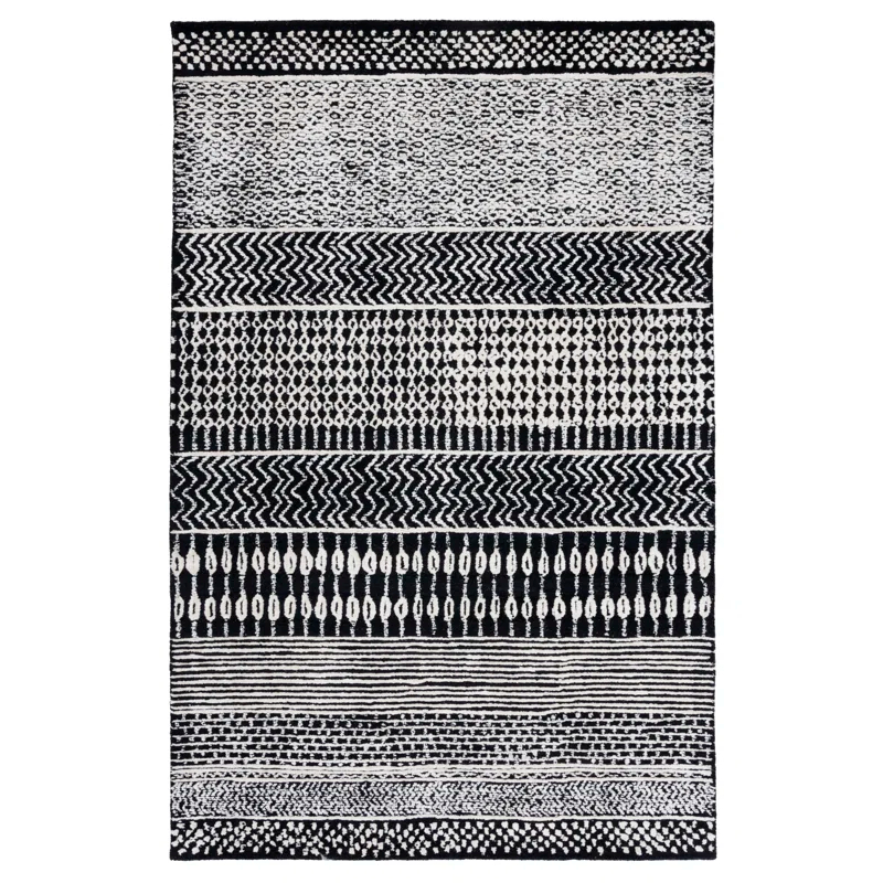 Foundry Select Glamour Hand Tufted Viscose/Wool Southwestern Rug in Ivory/Black
