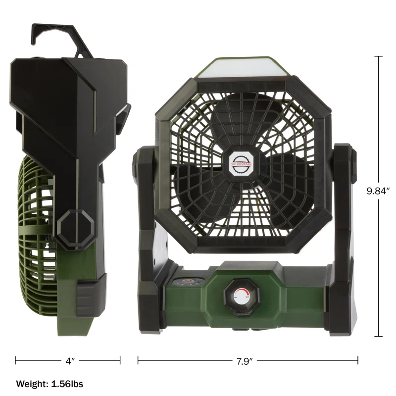 wakeman Wakeman Outdoors Camping Fan and Tent Light - Rechargeable 5400mAh Lithium Battery, Green