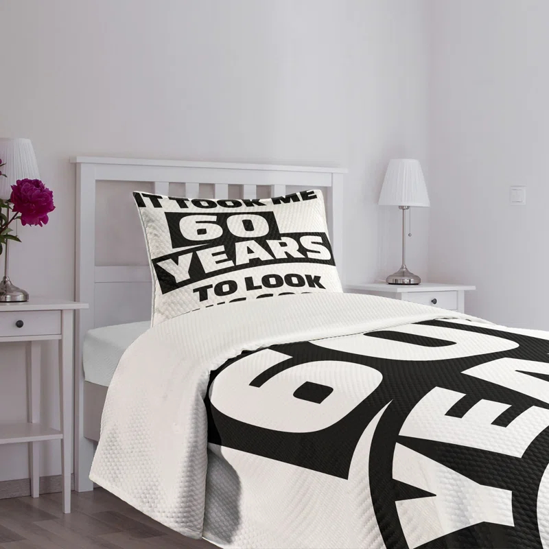 Ambesonne Ambesonne Black White Bedspread Set Slogan Party Words Black and White