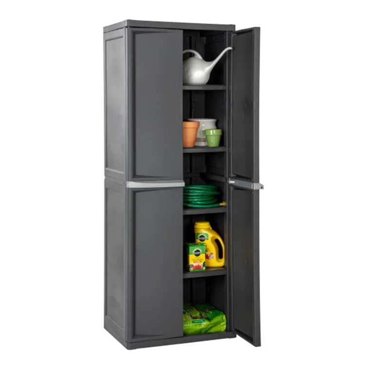 Sterilite Sterilite Adjustable 4-Shelf Gray Storage Cabinet With Doors (Set of 2)