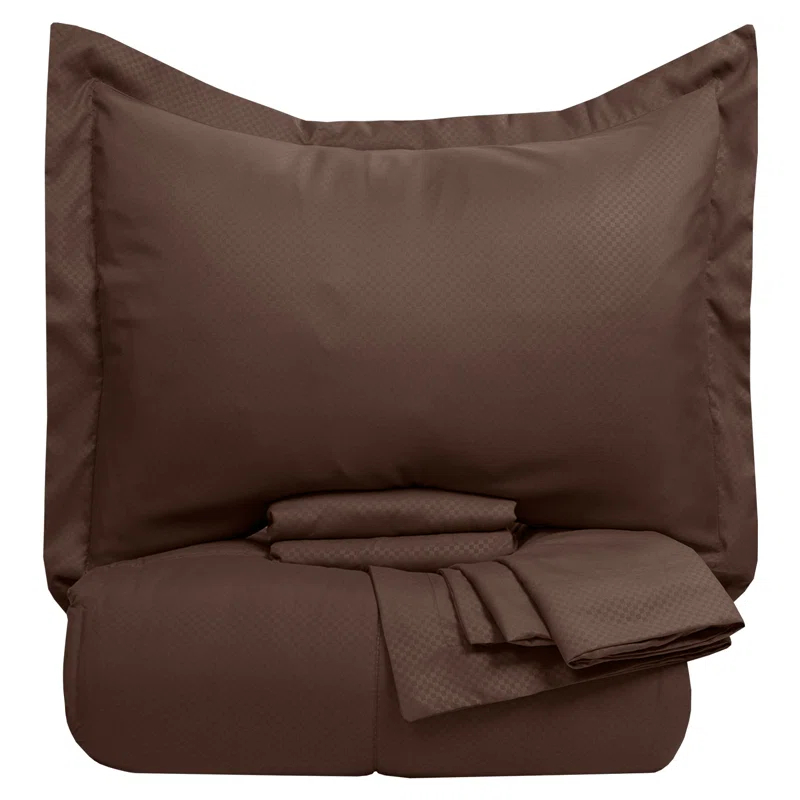 Sweet Home Collection Checkered Embossed Bed In A Bag Comforter Set