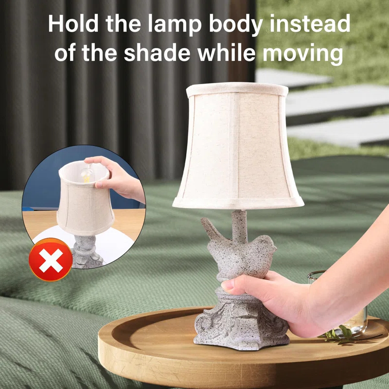 Ophelia & Co. Small Table Lamp Set Of 2 Farmhouse Table Lamps UL Bedside Nightstand Resin Lamps Bird Shape For Bedroom, Living Room, Rustic Vintage, Home Office