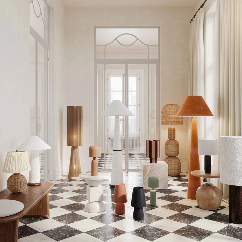 TOV Furniture Pallora Cream & Natural Rattan Table Lamp