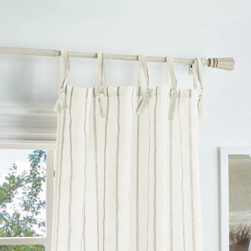 Martha Stewart Laguna Striped Semi-Sheer Tab Top Curtain Panel Pair (Set of 2) (Set of 2)