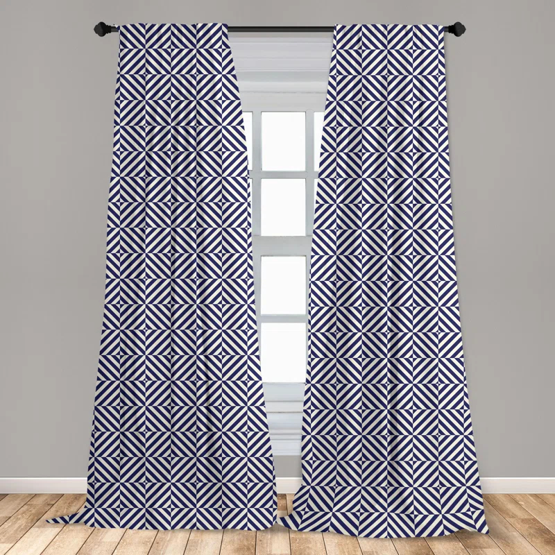 Ambesonne Geometric Semi-Sheer Rod Pocket Curtain Panels (Set of 2)