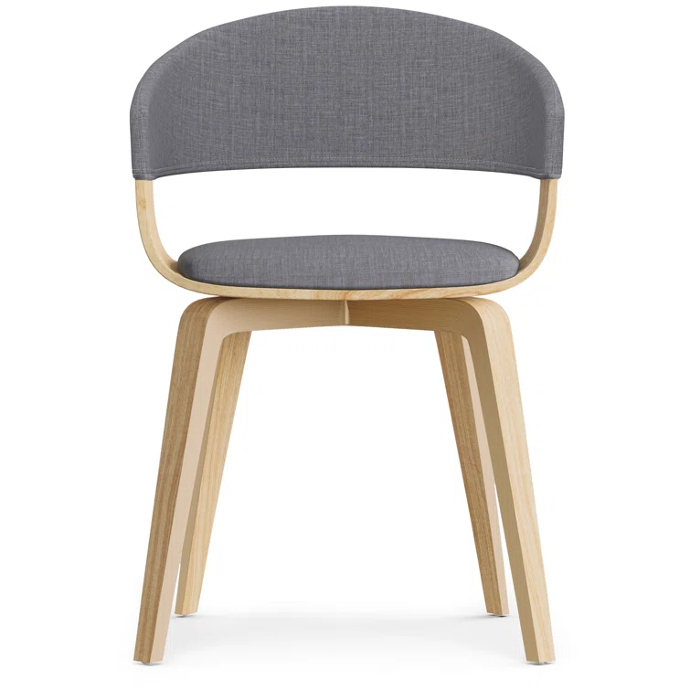 Lowell Bentwood Upholstered Dining Chair with Curved Backrest in Mid-Century Modern Style