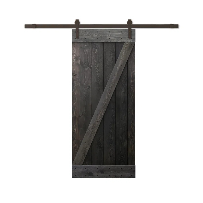 TMS 84'' Solid Wood Paneled Painted with Installation Hardware Kit Barn Door