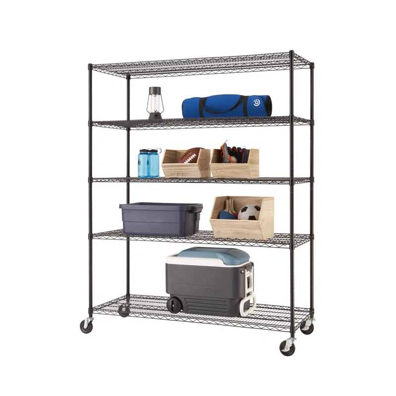 Trinity TRINITY EcoStorage 5-Tier NSF Rolling Steel Wire Shelving Unit w/ Wheels (60 in. W x 24 in. D)