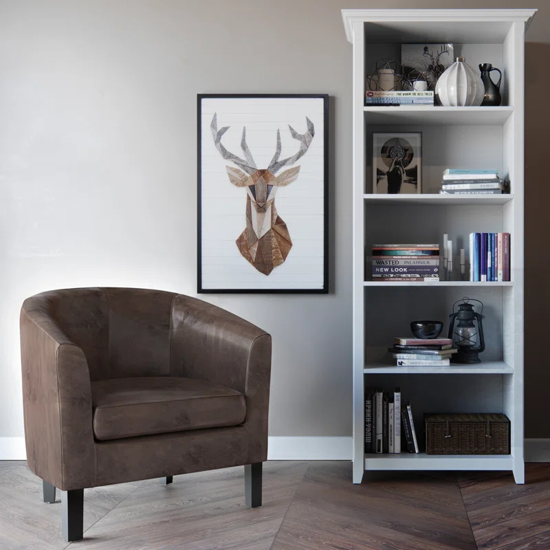 Simpli Home Austin 30"W Upholstered Vegan Faux Leather Contemporary Tub Accent Chair with High Arms and Deep Seat