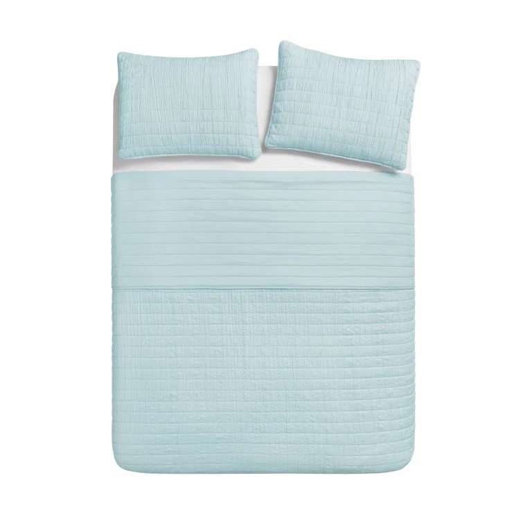 Swift Home Ultra Soft Crinkle Washed Microfiber 3-Piece Quilt Set