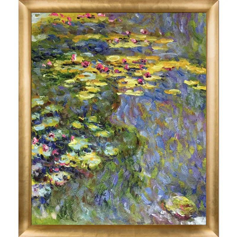 Vault W Artwork Water Lilies (Light Green) Frame Painting on Canvas