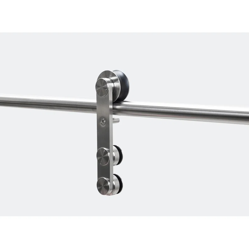 Rolling Barn Door Hardware Kit for Double Wood Doors with Routed Floor Guide