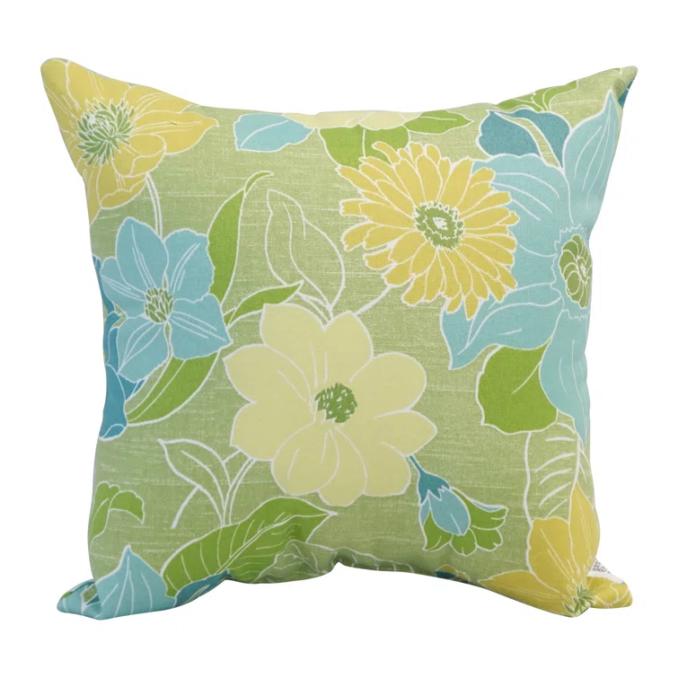 Blazing Needles Outdoor Cushion Collection Floral Indoor/Outdoor Reversible Throw Pillow (Set of 2)
