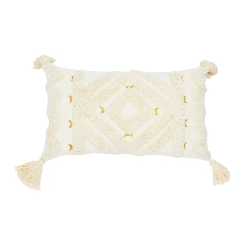 Creative Co-Op Embroidered Cotton Reversible Throw Pillow