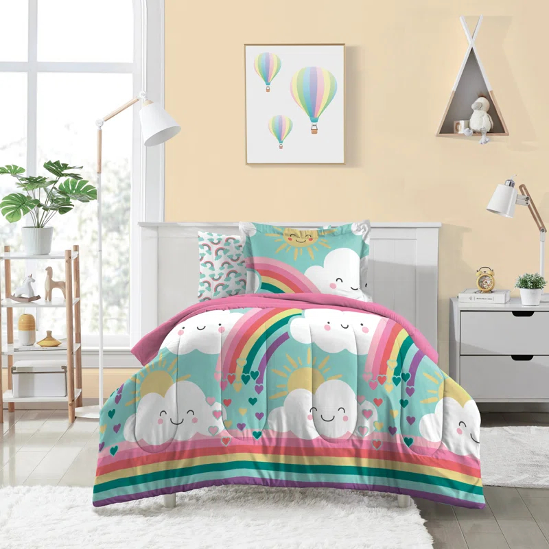 Dream Factory Dream Factory Rainbow Flare Rainbow Microfiber Reversible Modern & Contemporary Comforter Set