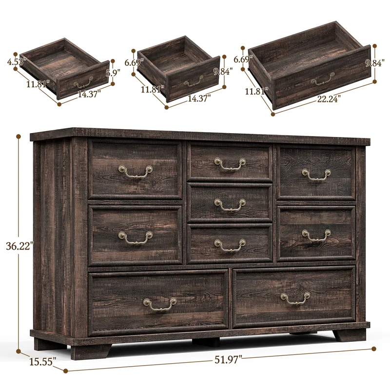 Charlton Home® Dresser For Bedroom With 9 Drawers