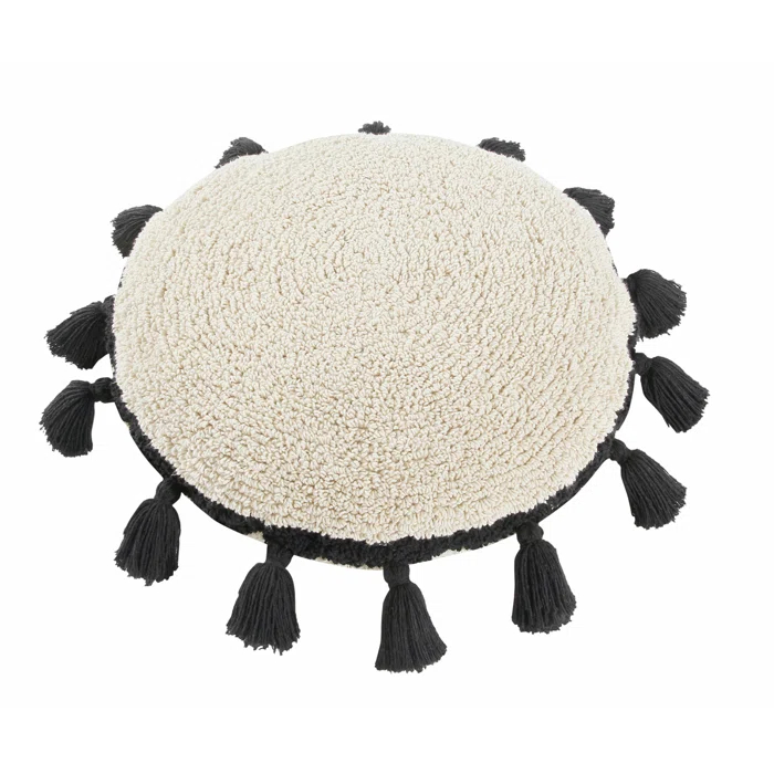 Lorena Canals Circle Tassels Cotton Blend Reversible Throw Pillow