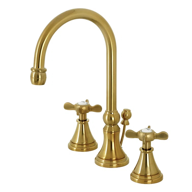Kingston Brass Kingston Brass Essex Two-Handle 3-Hole Deck Mount Widespread Bathroom Faucet with Brass Pop-Up Drain KS2987BEX