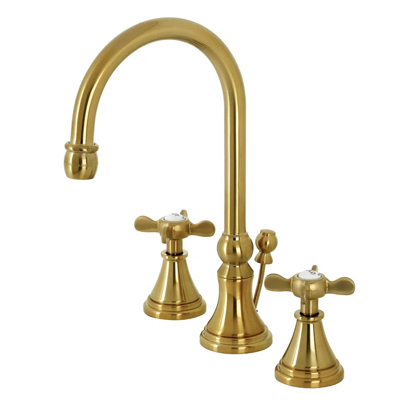 Kingston Brass Kingston Brass Essex Two-Handle 3-Hole Deck Mount Widespread Bathroom Faucet with Brass Pop-Up Drain KS2987BEX