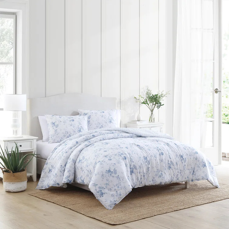 Laura Ashley Evie Laura Ashley Blue Cotton Comforter Reversible Set