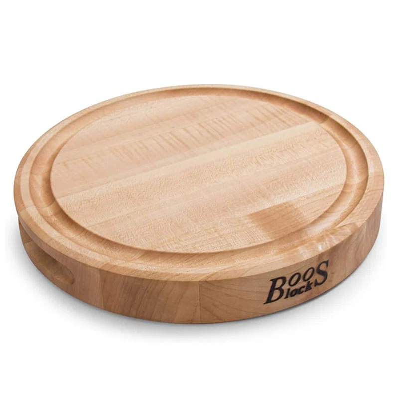 John Boos Chef's Collection Round Maple Cutting Board with Groove
