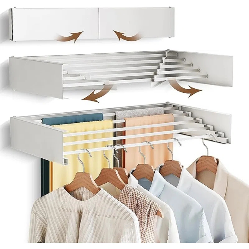 Rebrilliant Wall Mounted Drying Rack,Drying Rack Clothing,Clothes Drying Rack Wall Mounted,Collapsible Drying Racks For Laundry,Laundry Drying Rack,Wall Mounted Clothes Rack(28"-White)