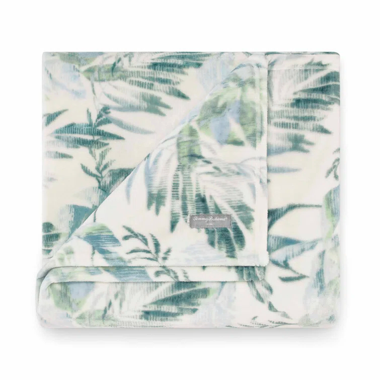 Tommy Bahama Home Wallpaper Leaves Plain Weave / Muslin Throw Blanket